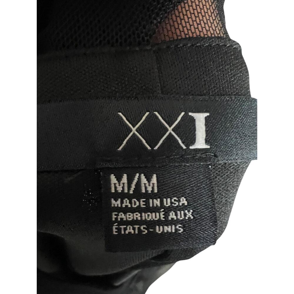 XXI Bodycon Mini Dress Juniors M Black Striped Mesh Sheer Illusion Party Club - Picture 5 of 6